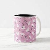 Rosa Blumenmuster-Design - Elegante Blume Art Zweifarbige Tasse (VorderseiteRechts)