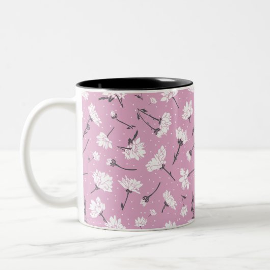 Rosa Blumenmuster-Design - Elegante Blume Art Zweifarbige Tasse (Links)
