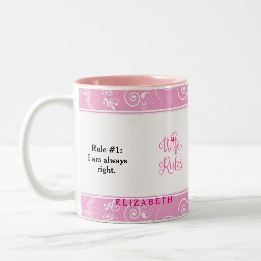 Rosa Blumenmuster Ehefrau Regeln Cup Tasse (Links)