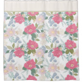 Rosa Blumenmuster Elegant Duschvorhang (Vorderseite)