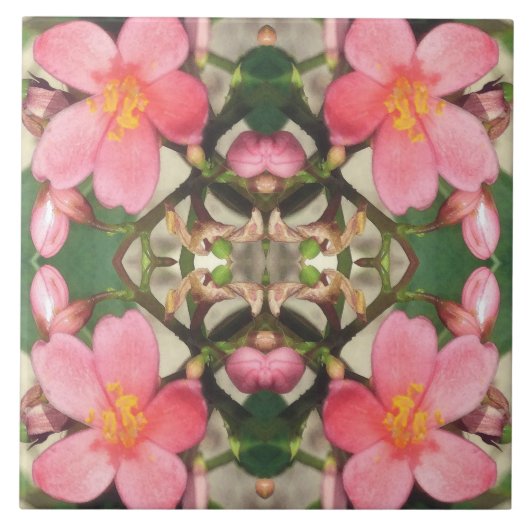 Rosa Blumenmuster Fliese (Vorderseite)