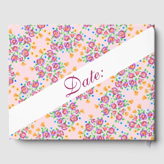 Rosa Blumenmuster Gästebuch (Rückseite)