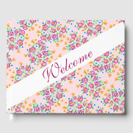 Rosa Blumenmuster Gästebuch