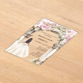 Rosa Blumenmuster Gewand weiß Kleid klar Sweet 16 Acryleinladungen (Ablage )