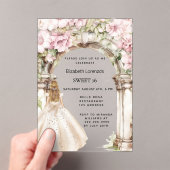 Rosa Blumenmuster Gewand weiß Kleid klar Sweet 16 Acryleinladungen (Insitu (Handheld))