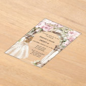 Rosa Blumenmuster Gewand weiß Kleid klar Sweet 16 Acryleinladungen (Ablage )