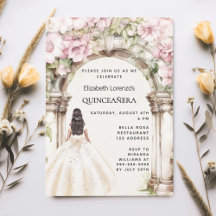 Rosa Blumenmuster Gewand weißes Kleid Quinceanera