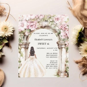 Rosa Blumenmuster Gewand weißes Kleid Sweet 16 Ein