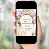 Rosa Blumenmuster Gewand weißes Kleid Sweet 16 Einladung