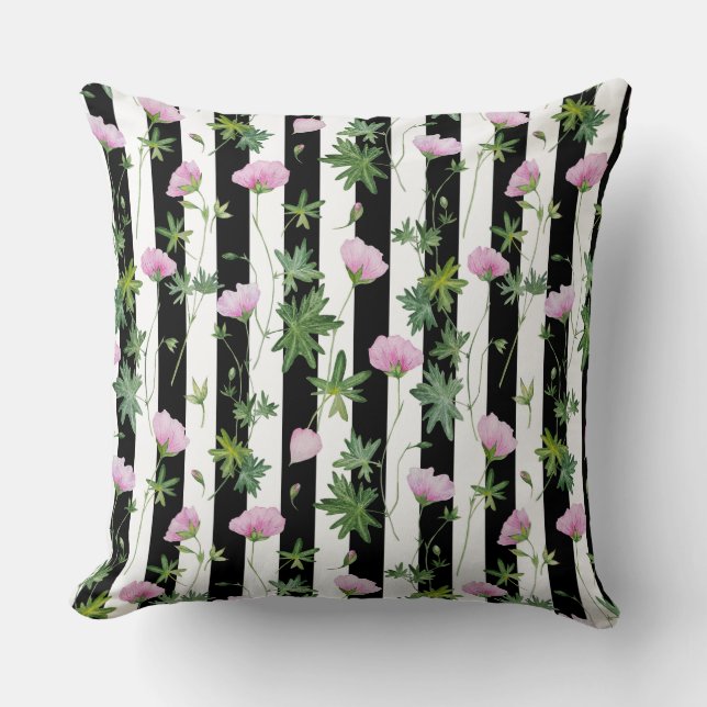 Rosa Blumenmuster Grafik: Kissen (Vorderseite)