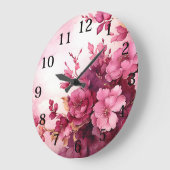 Rosa Blumenmuster Große Wanduhr (Winkel)