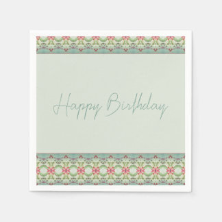 Rosa Blumenmuster im Detail Serviette