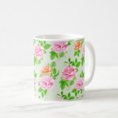 Rosa Blumenmuster Kaffeetasse (VorderseiteRechts)
