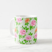 Rosa Blumenmuster Kaffeetasse (Vorderseite Links)