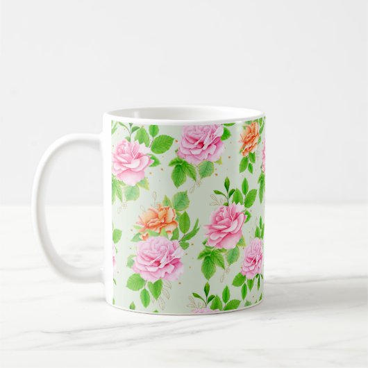 Rosa Blumenmuster Kaffeetasse (Links)