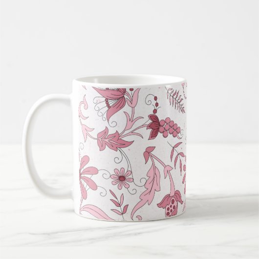 Rosa Blumenmuster Kaffeetasse (Links)