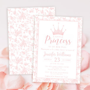 Rosa Blumenmuster kleine Prinzessin Baby-Party Einladung