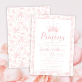 Rosa Blumenmuster kleine Prinzessin-Babydusche Einladung