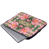 Rosa Blumenmuster Laptopschutzhülle (Vorne Knopf)