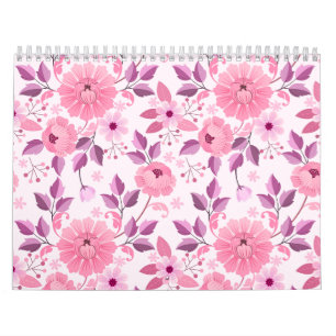 Rosa Blumenmuster mit eleganten Blüten Kalender