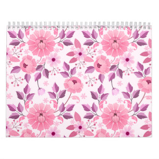 Rosa Blumenmuster mit eleganten Blüten Kalender