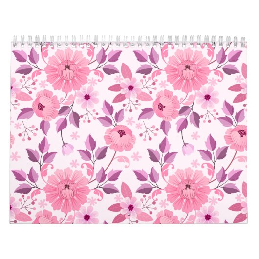 Rosa Blumenmuster mit eleganten Blüten Kalender (Titelbild)