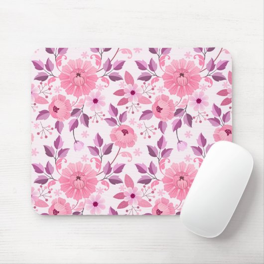 Rosa Blumenmuster mit eleganten Blüten Mousepad (Mit Mouse)