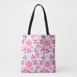 Rosa Blumenmuster mit eleganten Blüten Tasche