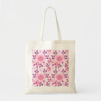 Rosa Blumenmuster mit eleganten Blüten Tragetasche