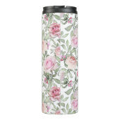 Rosa Blumenmuster mit Foto Thermosbecher (Rückseite)
