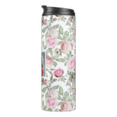 Rosa Blumenmuster mit Foto Thermosbecher (Nach rechts gedreht)