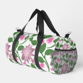 Rosa Blumenmuster mit grünen Blättern Duffle Bag (Rechte Ecke)