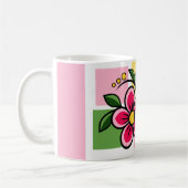 Rosa Blumenmuster mit grünen Blättern Kaffeetasse (Links)