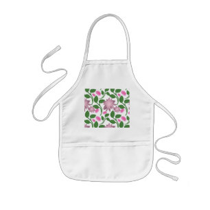 Rosa Blumenmuster mit grünen Blättern Kinderschürze