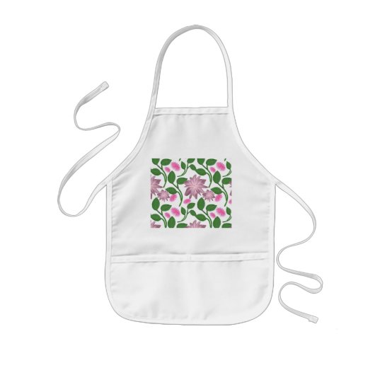 Rosa Blumenmuster mit grünen Blättern Kinderschürze (Vorne)