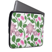 Rosa Blumenmuster mit grünen Blättern Laptopschutzhülle (Vorne Rechts)
