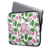 Rosa Blumenmuster mit grünen Blättern Laptopschutzhülle (Vorderseite Links)
