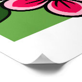 Rosa Blumenmuster mit grünen Blättern Poster (Ecke)