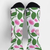 Rosa Blumenmuster mit grünen Blättern Socken (Oben)