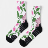Rosa Blumenmuster mit grünen Blättern Socken (Links)