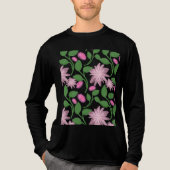 Rosa Blumenmuster mit grünen Blättern Tri-Blend Shirt (Vorderseite)