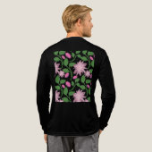 Rosa Blumenmuster mit grünen Blättern Tri-Blend Shirt (Voller Rücken)