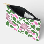 Rosa Blumenmuster mit grünen Blättern Zubehörtasche (Offen)