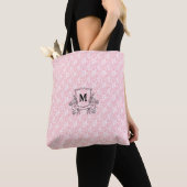 Rosa Blumenmuster Mit Monogramm Rose Tasche (Von Nahem)