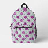 Rosa Blumenmuster mit Tröpfchen Bedruckter Rucksack (Vorderseite)