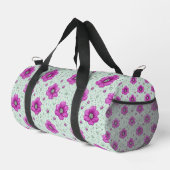Rosa Blumenmuster mit Tröpfchen Duffle Bag (Rechte Ecke)