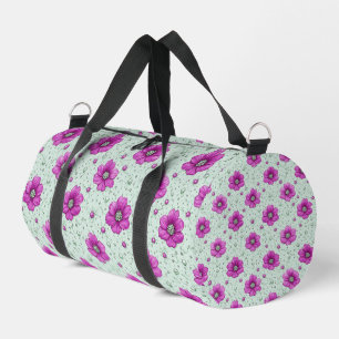 Rosa Blumenmuster mit Tröpfchen Duffle Bag