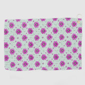 Rosa Blumenmuster mit Tröpfchen Golfhandtuch (Horizontal)