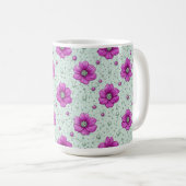 Rosa Blumenmuster mit Tröpfchen Kaffeetasse (VorderseiteRechts)