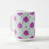 Rosa Blumenmuster mit Tröpfchen Kaffeetasse (Vorderseite Links)